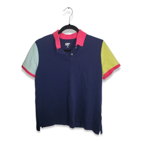 Lands End Vintage Womens Color Block Polo Shirt Size M - Picture 6 of 6